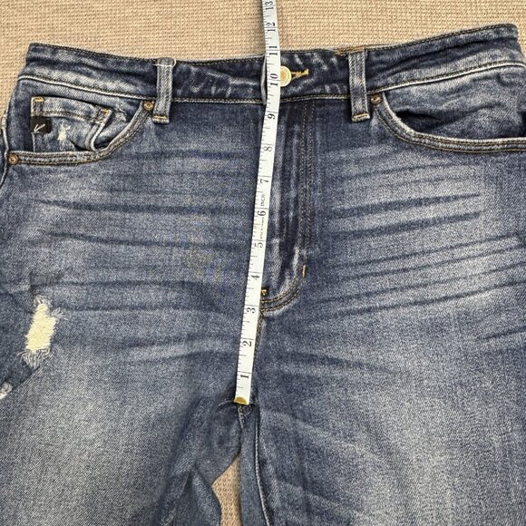 KanCan Womens Blue Distressed Denim Jeans High Rise Straight Leg Size 9/28 - Picture 10 of 13